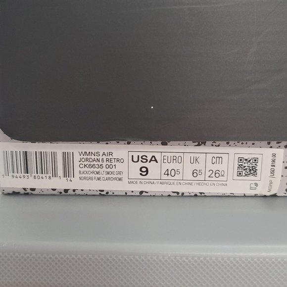 Air Jordan 6 Retro WMNS Tech Chrome CK6635 001 Size 9W NEW - Picture 12 of 12